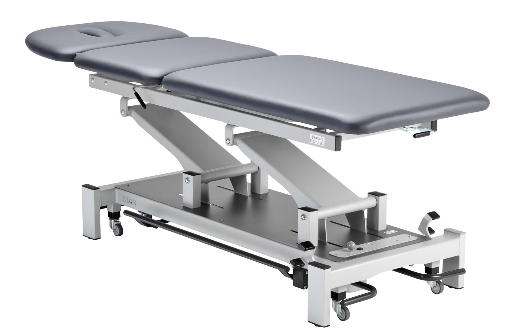 STAN®3 PRO Therapieliege 3-teilig E Mot.RA silber, inkl. Rollenhebesystem + Rundumbetätigung