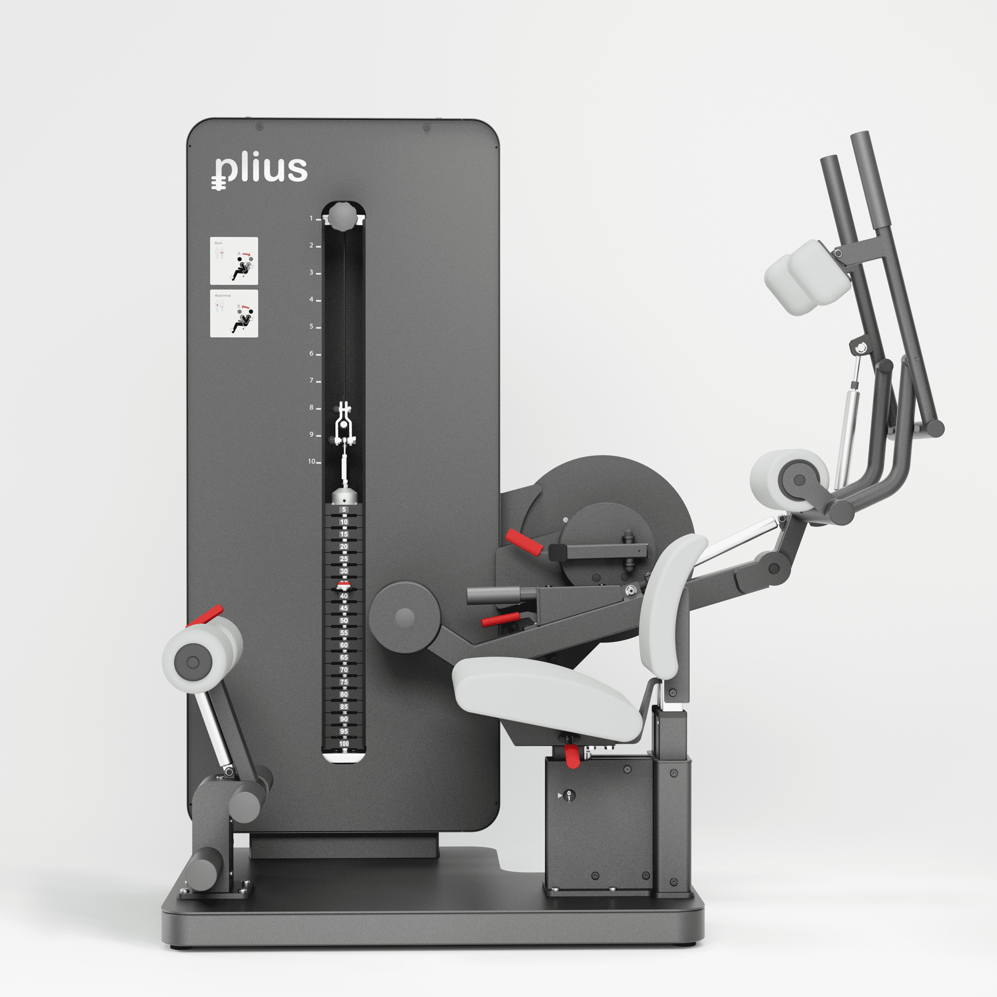 plius® Bauch/Rücktrainer MD Connect, Haltearm+Senoren exkl Screen from Softwareanbieter